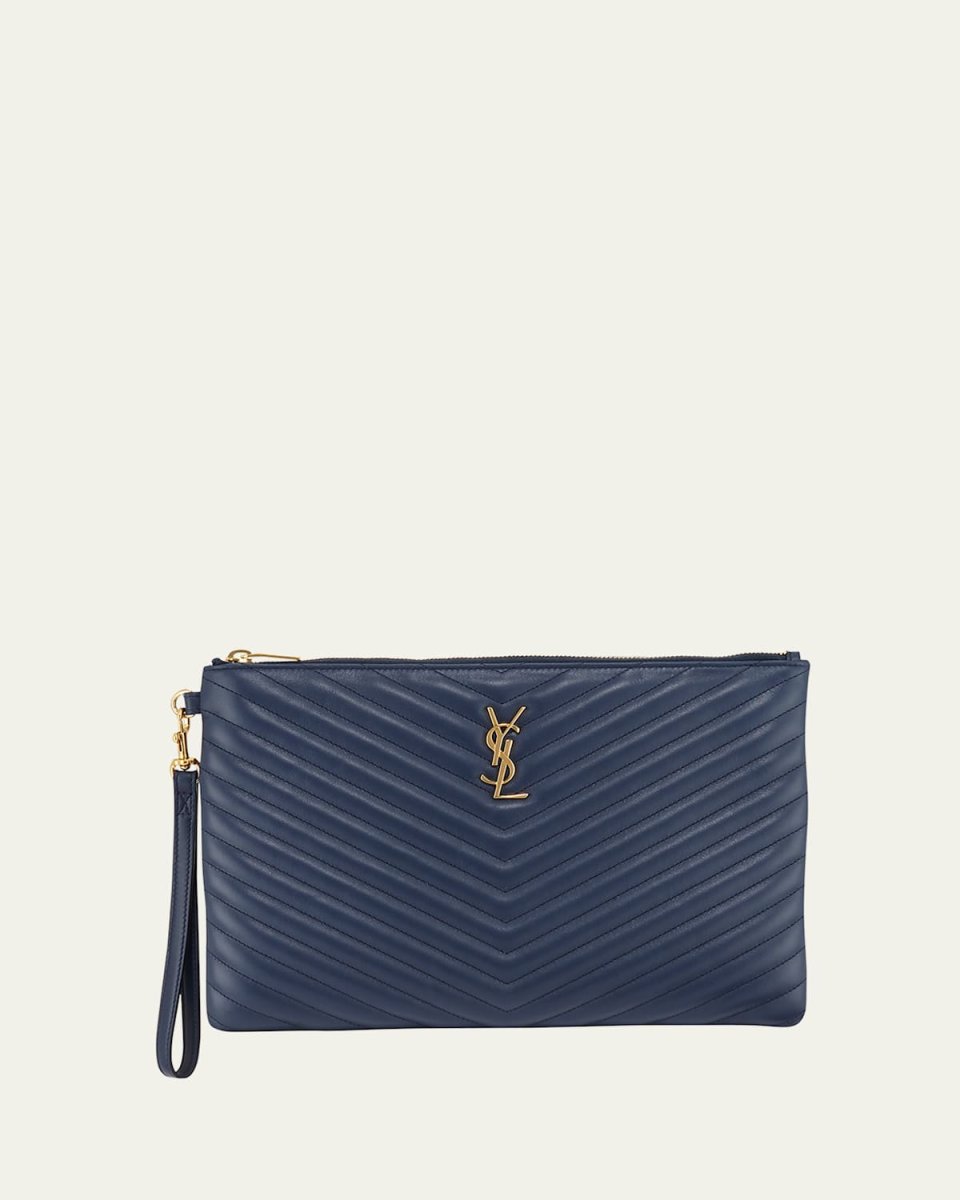 YSL Monogram Medium Pouch in Smooth Leather
